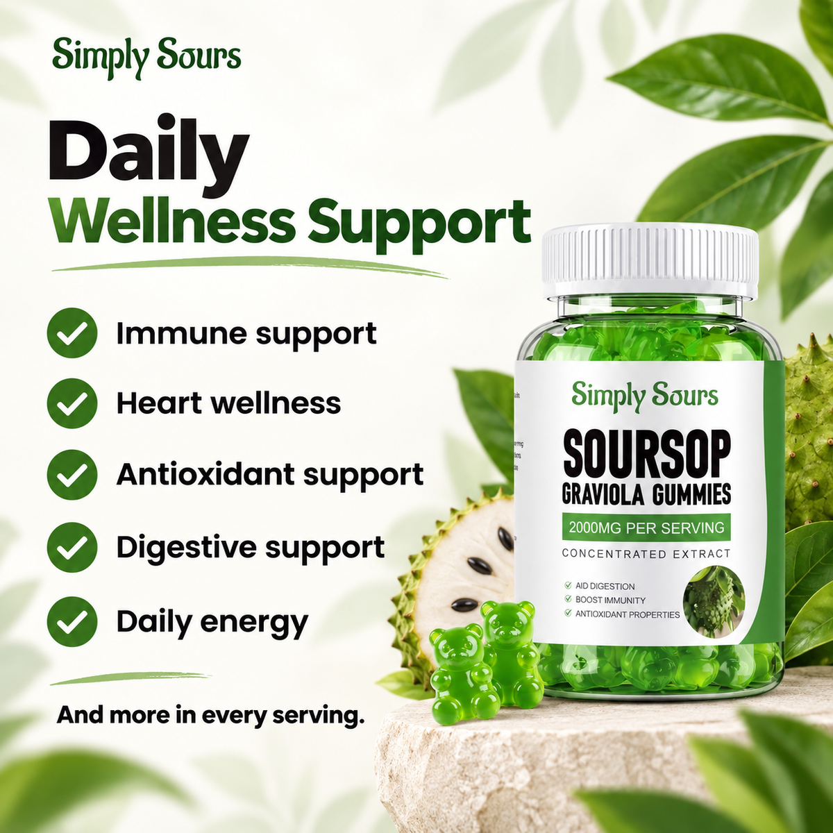 100% Pure Organic Soursop Gummies